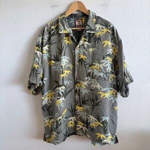 TOMMY BAHAMA Vintage Silk Grey Bamboo Hawaiian Camp Button Down Shirt Mens XL